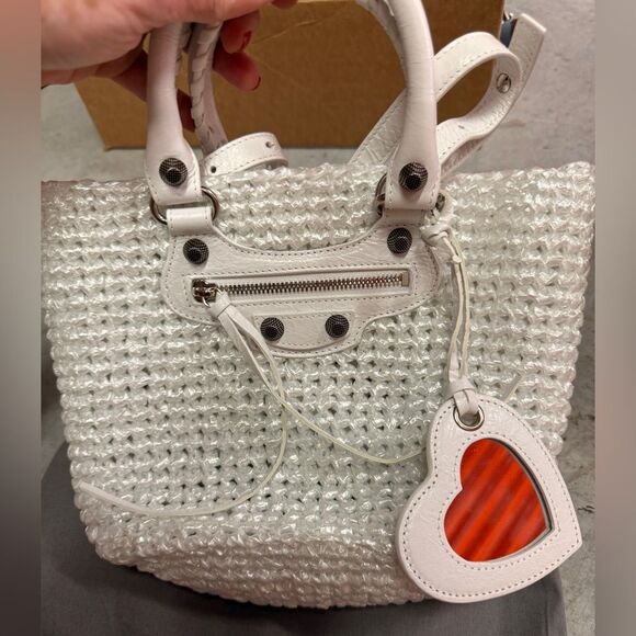 Balenciaga Small Le Cagole Panier Tote Bag Optic White - Picture 6 of 11